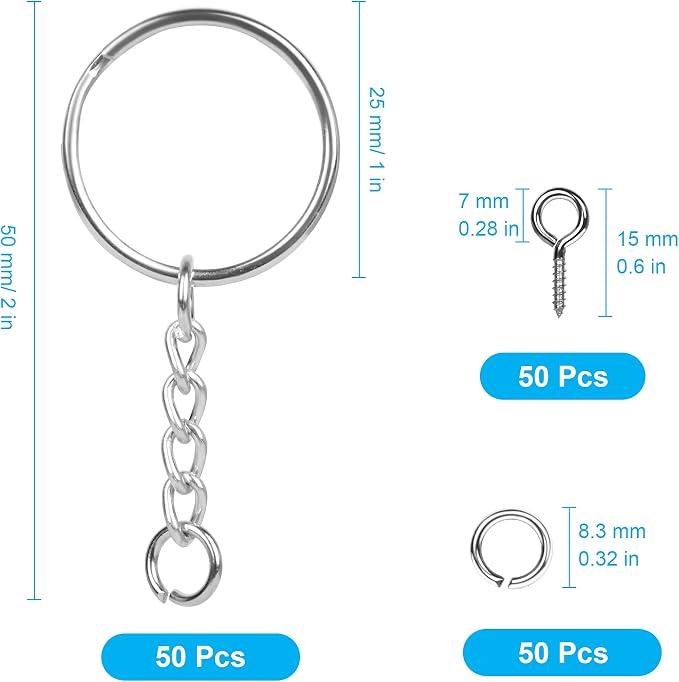 150PCS Sliver Keychain Rings Kit - Image 2