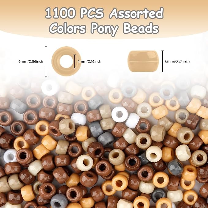 Pony Beads Bulk 1100 Pcs, Beads - Image 2