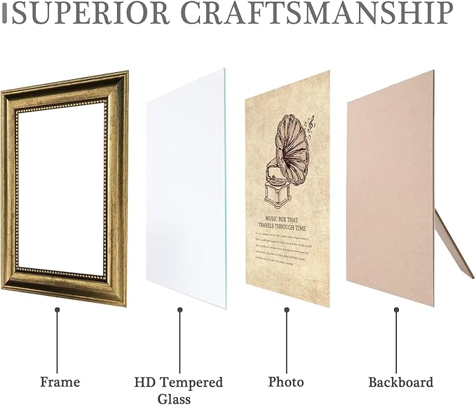 5x7 Picture Frame with Real Glass, 4 set Ornate Vintage Picture Frames - Image 3