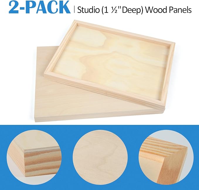 Falling in Art 2 Pack 10x10'' Unfinished Gallery Birch Wood Canvas Panels | - Image 7