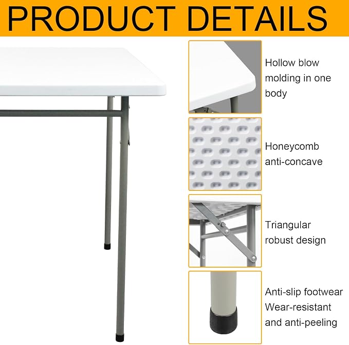 Folding Table 3ft Rectangular All-Occasion Plastic Folding Event Table - Image 4