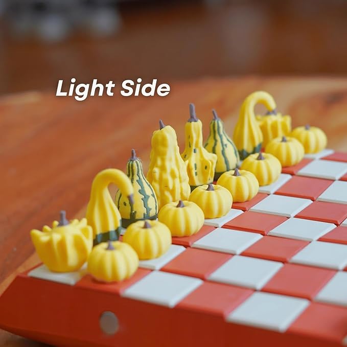 Pumpkin Game Set: Magnetic Chess Checkers, Dice Tower, Cribbage, Card Holder, Forgecore Gourd Games, Gourd Gambit Pumpkin Chess Expansion Pack, 3D Printing Portable Adult Pumpkins Board Game Set(#2)