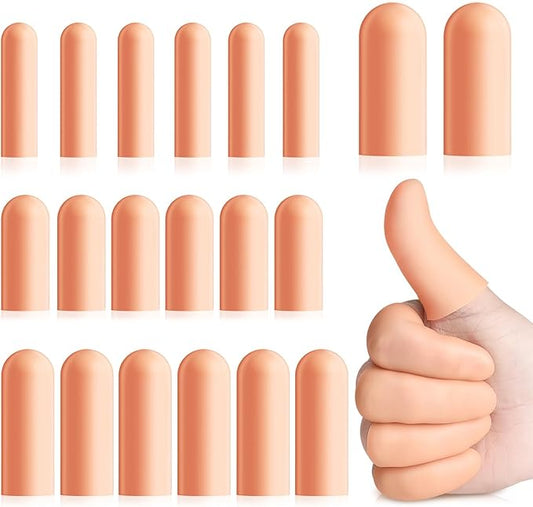 20 Pcs Gel Finger Protectors, Finger Caps Silicone Fingertips Protection, Reusable Soft High Elastic Fingertip Bandages for Relief Fingers Arthritis, Cracked , and Other Fingers Pain(Multi-Size)