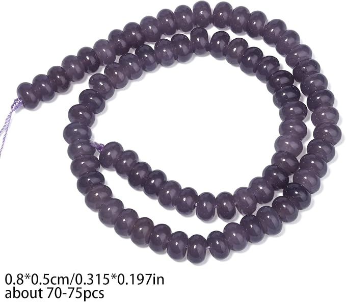 Songxi 5x8mm Natural Grey Chalcedony Stone Rondelle Beads, Gemstone - Image 2