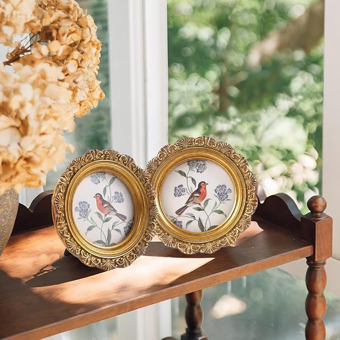 Vintage Picture Frames 4x4 Round Bronze Antique Picture Frames - Image 3