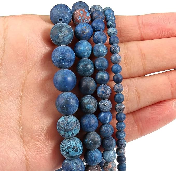 60pcs Natural Matte American Turquoise Gemstone Beads，6mm Frosted Round Loose - Image 7