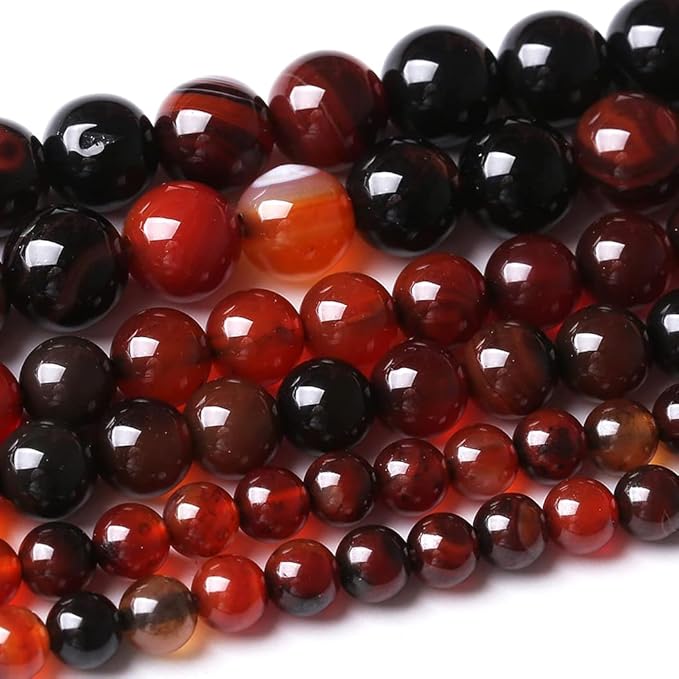 48PCS 8MM Red Persian Agate Stone Beads Energy Healing Beads for DIY Jewelry Bracelet Necklace Making for Jewelry Making15Inch…