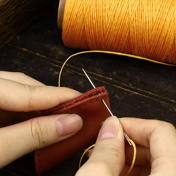 284 Yards Waxed Thread, 210D Heavy Duty Upholstery Wax Thread for Leather Sewing, 0.8mm Flat Waxed Cord for Bookbinding/Shoe Repairing/Leather Projects