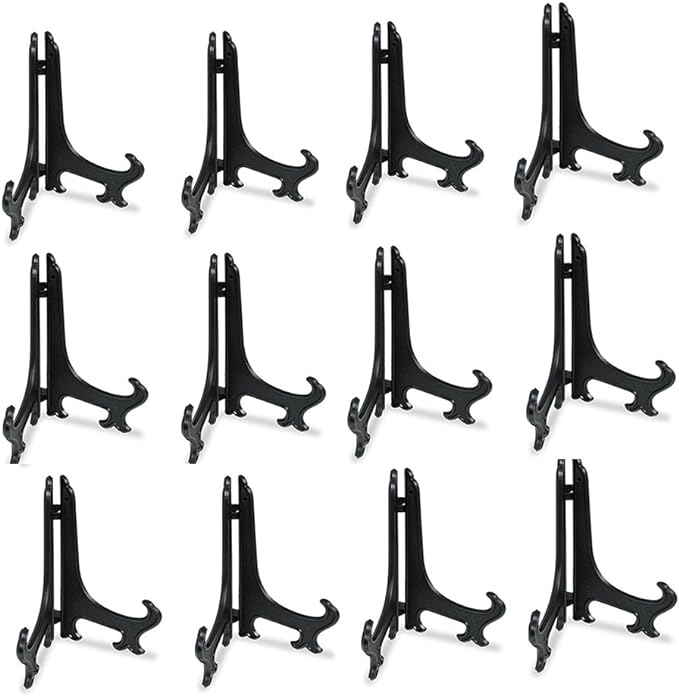 Artliving 4 Inch Black 12pcs/Set Plastic Easels Plate Display Stands Picture by Artliving