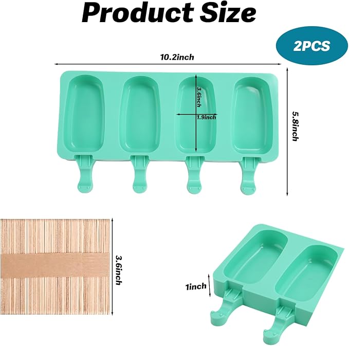 Popsicles Molds, Reusable Silicone Ice Pop Cream Cakesicle Maker Mold 4 Cavities - Image 2
