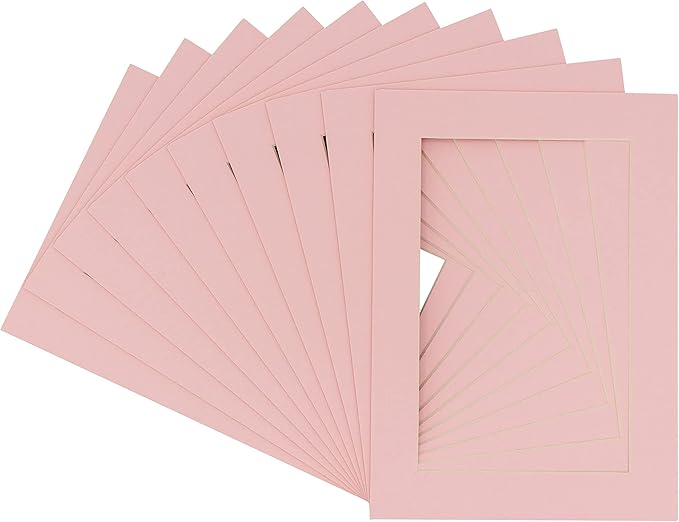 11x14 Mat for 8.5x11 Photo - Precut Soft Pink Picture Matboard for Frames 11 x 14 Inches - Bevel Cut Matte to Display Art 8.5 x 11 Inches - Acid Free Pack of 25 MATS with Backing Boards & Clear Bags