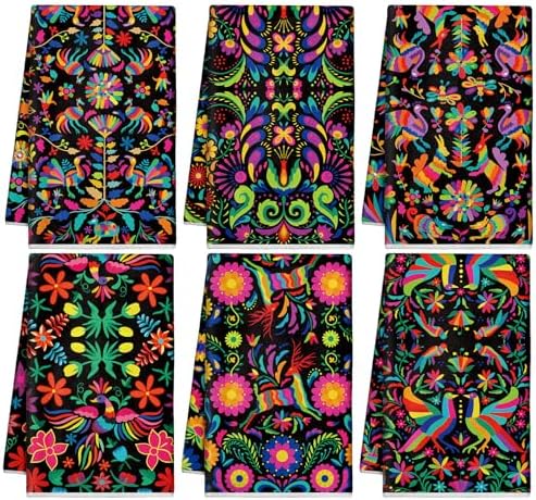 Breling 6 Pack Mexican Kitchen Towels Colorful Floral, 14x21 Inch by Breling