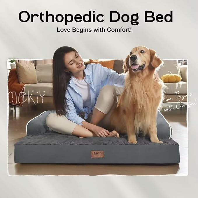 Large Dog Bed Orthopedic Washable: Dark Grey Dog Bed - Image 7