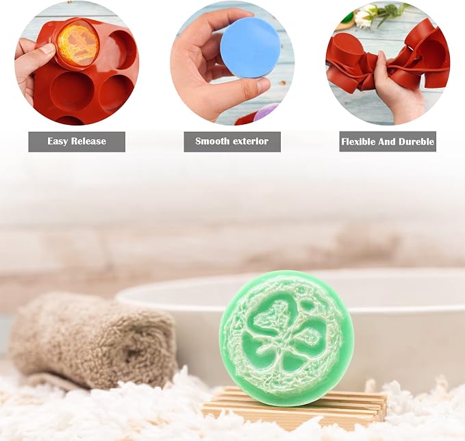 Sakolla 2 Pack Round Silicone Soap Molds, 12 Cavity 2.1" Cylinder Silicone Molds - Image 4