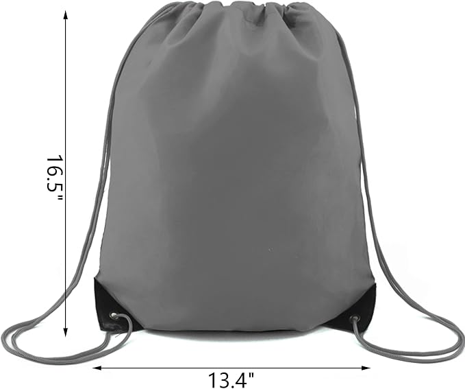 BeeGreen 20 Pieces Gray Drawstring Backpack Bags Bulk Nylon Gym Backpacks Cinch - Image 5