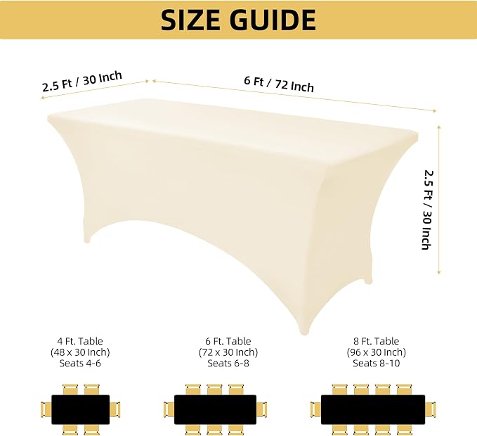 10-Pack 6ft Spandex Table Covers - Image 4