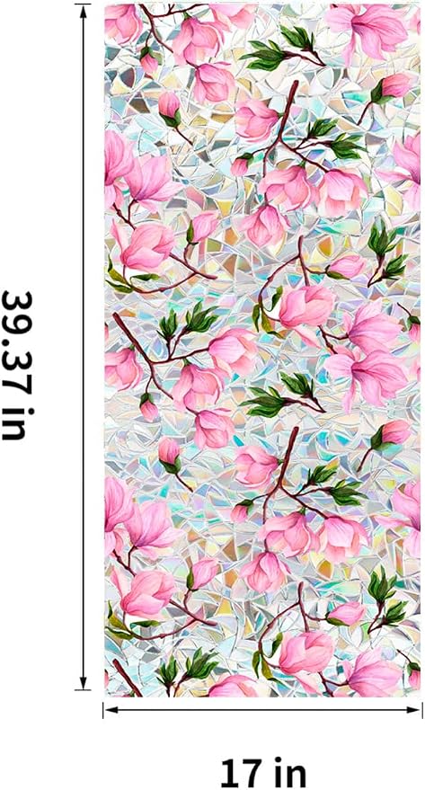 Stained Glass Window Cling, Rainbow Tinted Window Film Sun Blocking, Floral - Image 2