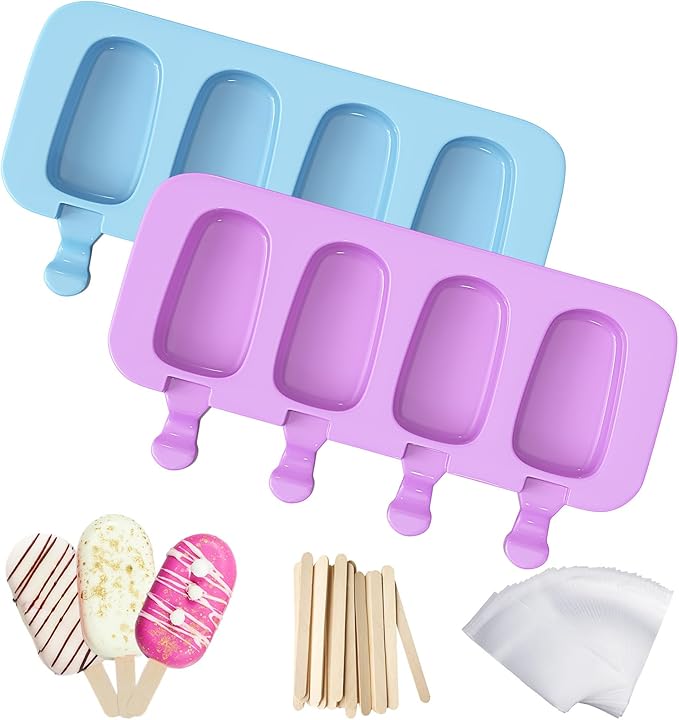 Ozera Popsicles Molds, 2 Pack Silicone Cake Pop Molds Cakesicle Maker Set | by Ozera