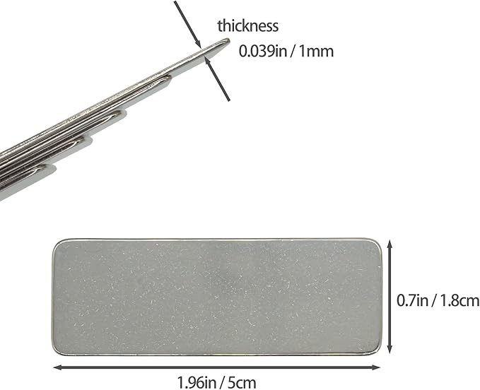 StayMax 304 Stainless Steel Engraving Blank Tags Rectangle Stamping Blanks Without Holes 1.96inch*0.7inch 25 Pack