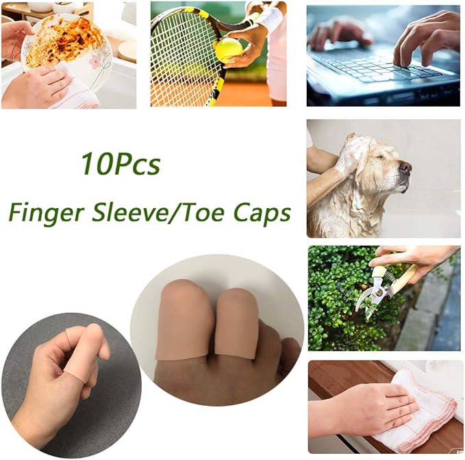 Gel Finger Protectors Finger Caps Silicone Fingertips Protection - Finger Cots Great for Trigger Finger, Finger Arthritis, Finger Cracking and Other Finger Pain Relief(Nude, Medium)