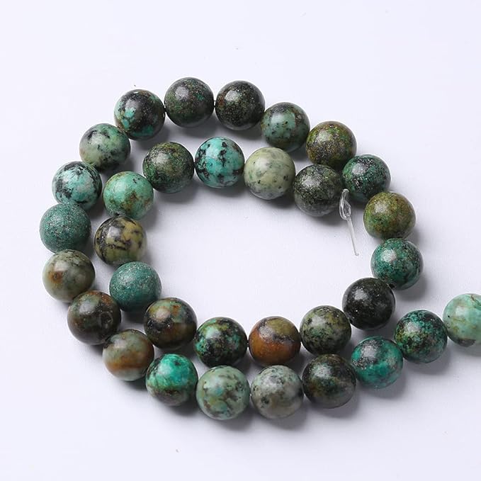 8mm 90pcs Natural African Turquoise Stone Beads for Jewelry Making Round Loose Gemstone Beads DIY Bracelet Necklace Earrings 32" 2 Strands