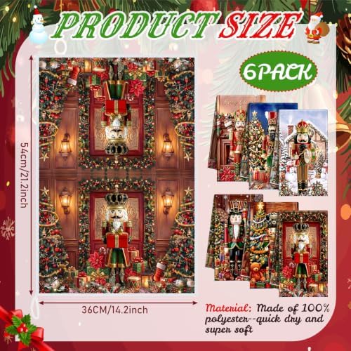 Redbaker 6 Pcs Christmas Kitchen Towels, Nutcracker Funny Dish Towel, Xmas - Image 2