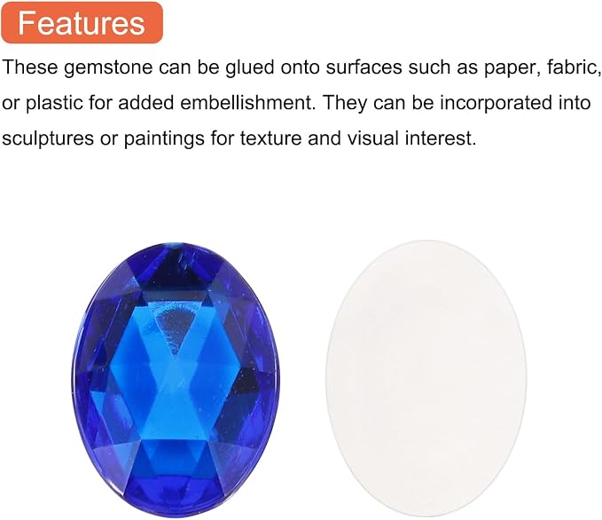 MECCANIXITY 10Pcs Acrylic Oval Gems 30x40 mm Flat Back Artificial Rhinestones - Image 4