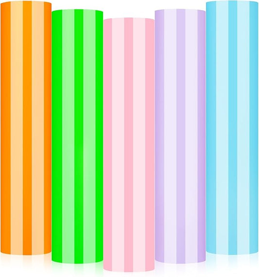 GIRAFVINYL Neon Permanent Vinyl 5 Sheets - 12”x12” Easy to Weed Bright Color Neon Permanent Adhesive Vinyl for Mugs, Sign, Banner,