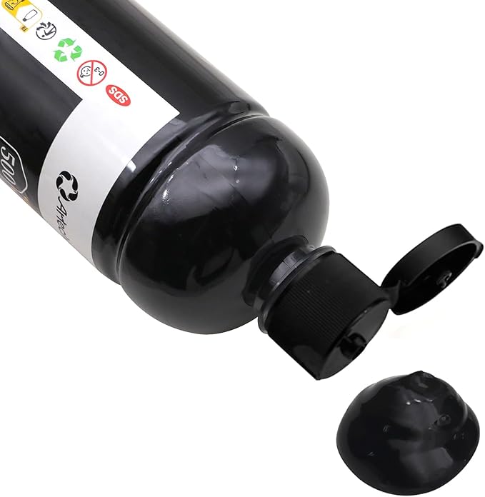 Artecho Lamp Black Acrylic Paint 500ml / 17oz Large Bottle | Semi Glossy Finish - Image 4