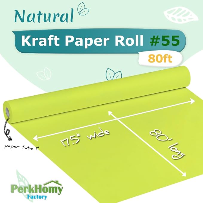 PerkHomy Neon Green Kraft Paper Roll 17.5" x 960" - Image 2