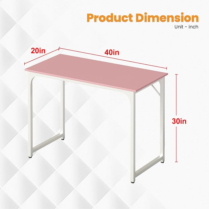 PayLessHere | 39 Inch Computer Desk | Pink | Office Desk - Image 3