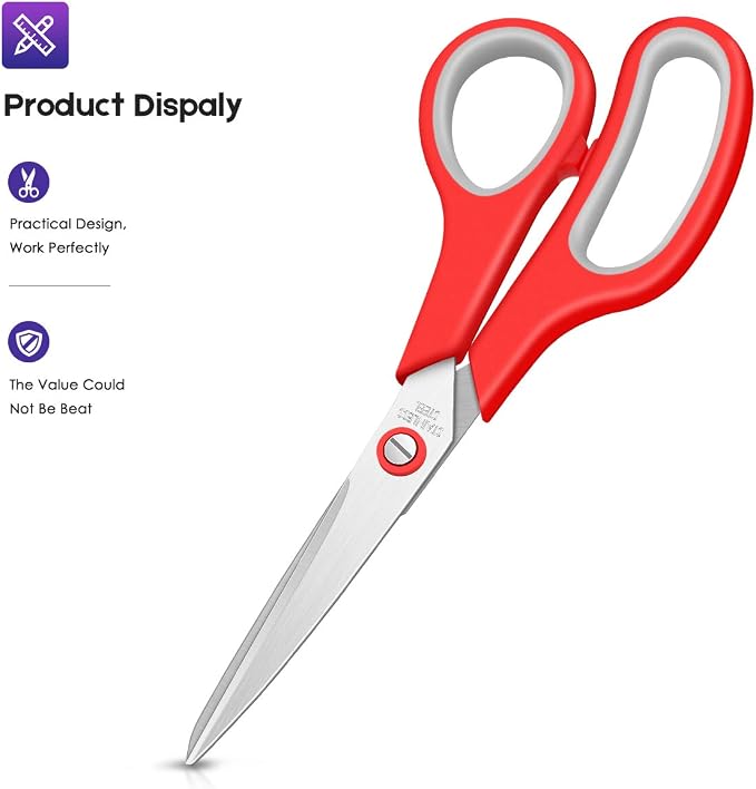 Scissors for Office, Taotree 8"Scissors All Purpose Bulk Set of 5-Pack | School - Image 2