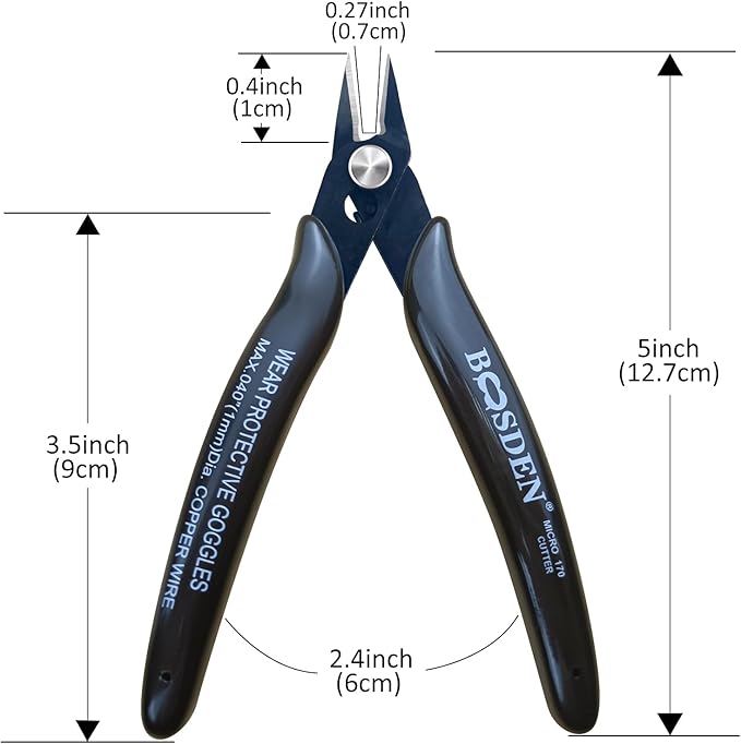 170 Wire Cutters, 10 Pack, Flush Cut Pliers 5 Inch, BOOSDEN Micro Wire Cutters Diagonal Cutting Pliers, Flush Cutter for Jewelry Making, Wire Snips Nippers for Artificial Flowers, Crafts, Zip Ties