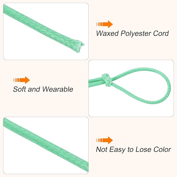 MECCANIXITY Waxed Cord 1.5mm Waxed Thread 87 Yard Wax String Leather Cord for Bracelet Making, Necklaces, Beading, Jewelry Making and DIY Crafts(Lake Blue)