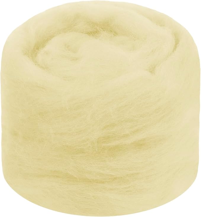 JeogYong Needle Felting Wool, 1.76oz Wool Roving Chunky Wool Yarn, Cream Yellow by JeogYong