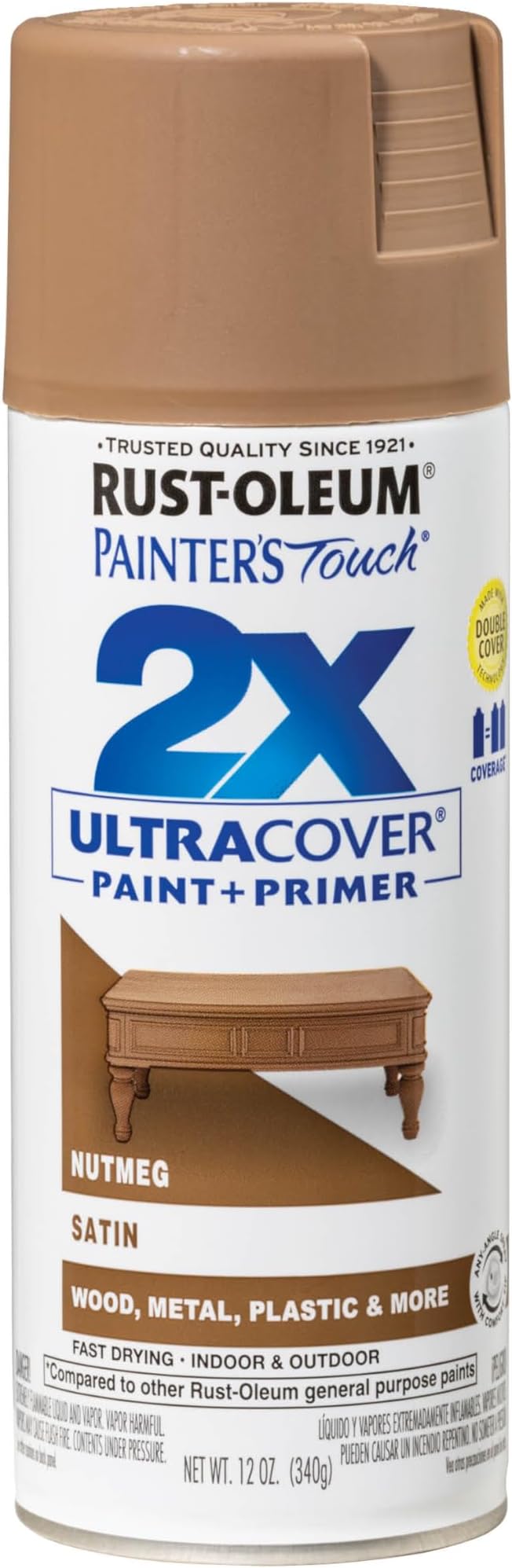 Rust-Oleum Painter's Touch 2X Ultra Cover Spray Paint, Satin Nutmeg | Indoor by Rust-Oleum
