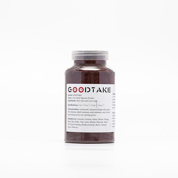 GOODTAKE Concrete Pigment, Wine Red Iron Oxide Cement Dye Color for Pastel, Tile, Paint, Mortar, Clay, Lime, Grout (Wine Red, 20 oz)
