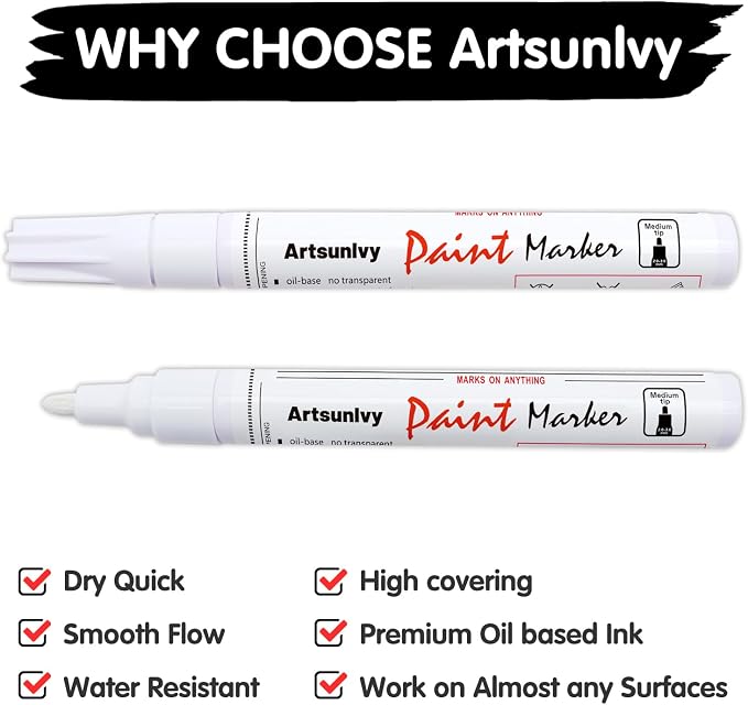 Artsunlvy White Paint Pens marking pens Permanent Markers - Image 4
