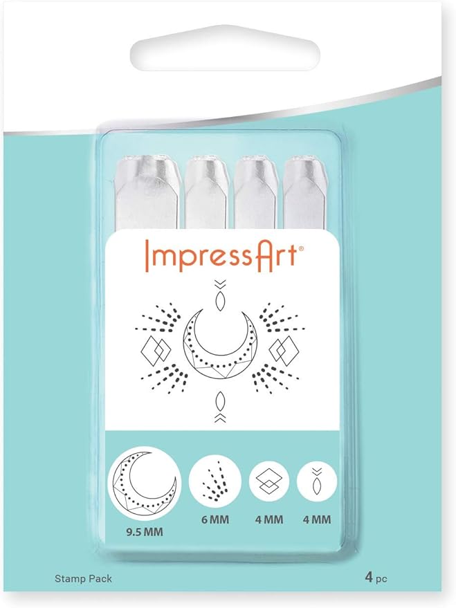 ImpressArt - Signature Geometric Mandala Metal Stamp Pack, Steel Punches for Metal Stamping (Pack of 5)