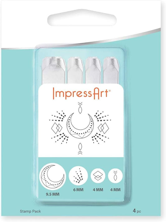 ImpressArt - Signature Geometric Mandala Metal Stamp Pack, Steel Punches for Metal Stamping (Pack of 5)