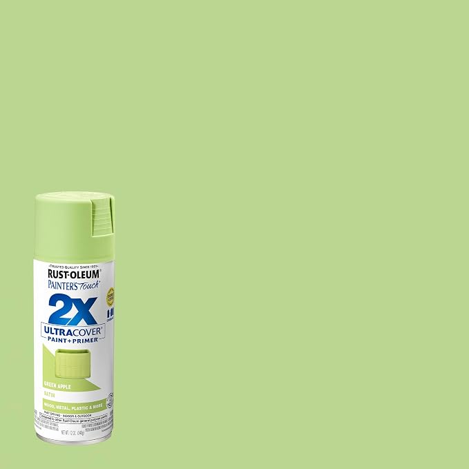 Rust-Oleum Painter's Touch 2X Ultra Cover Spray Paint, Satin Green Apple | - Image 2