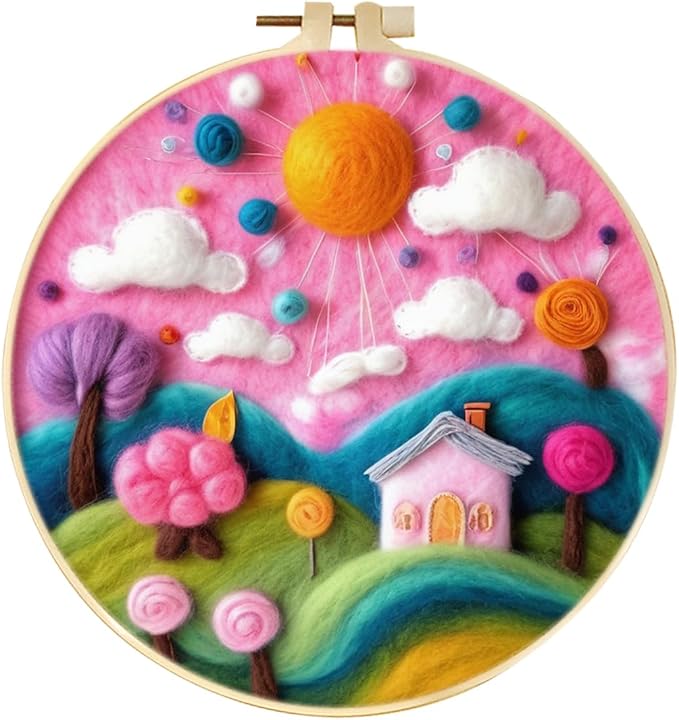 CaptainCrafts Needle Felting Kit, Wool Felt Supplies, Embroidery Hoops by CaptainCrafts
