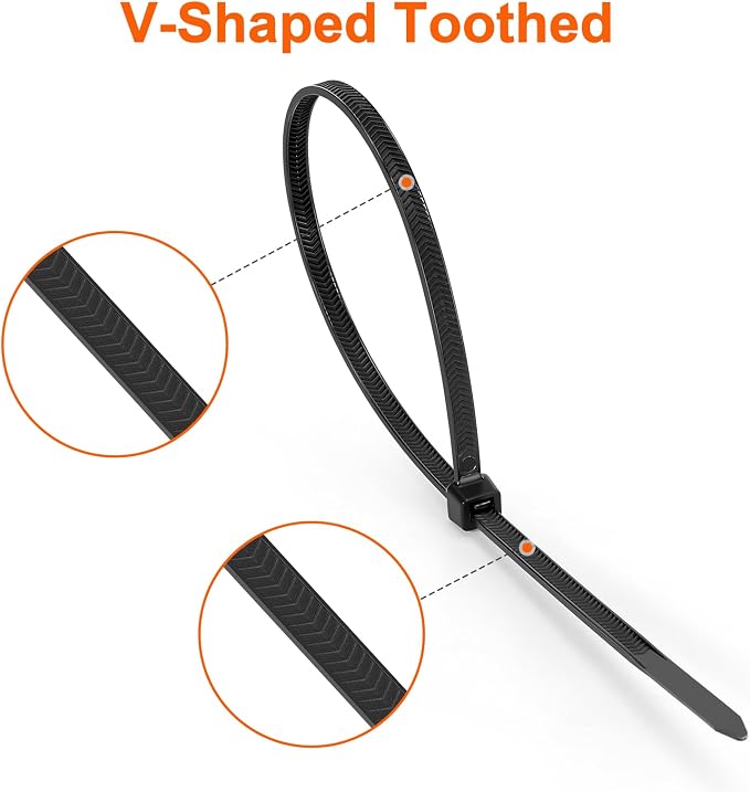 Zip Ties Assorted Size, 8+12+14 Inch V-Shaped Toothed Double Sided Toothed - Image 3