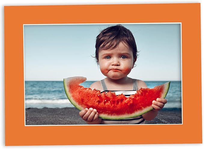11x14 Mat for 8.5x11 Photo - Precut Orange Picture Matboard for Frames 11 x 14 Inches - Bevel Cut Matte to Display Art 8.5 x 11 Inches - Acid Free Pack of 10 MATS with Backing Boards & Clear Bags