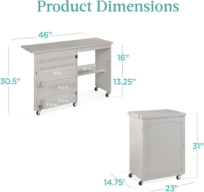 Best Choice Products Folding Sewing Table Multipurpose Craft Station & Side Desk - Image 2