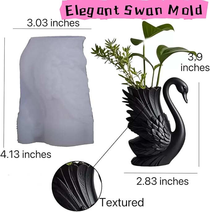 Animal Resin Molds Silicone 3D Cute Swan Epoxy Resin Plaster Candle Holder Wax Molds for Candle Making, Art Crafts DIY Unique Display Home Decor