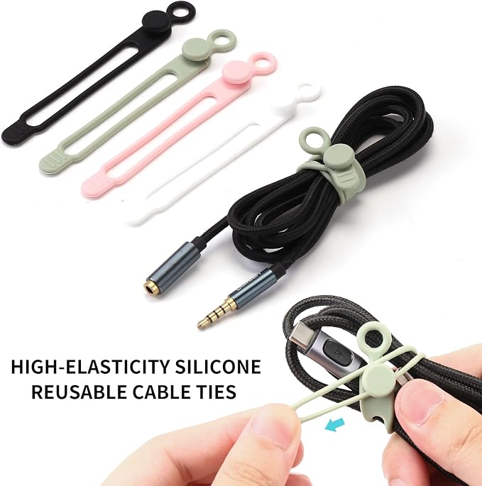 UMUST Silicone Cable Ties, Reusable Cable Management Organizer, Cord Tie - Image 3