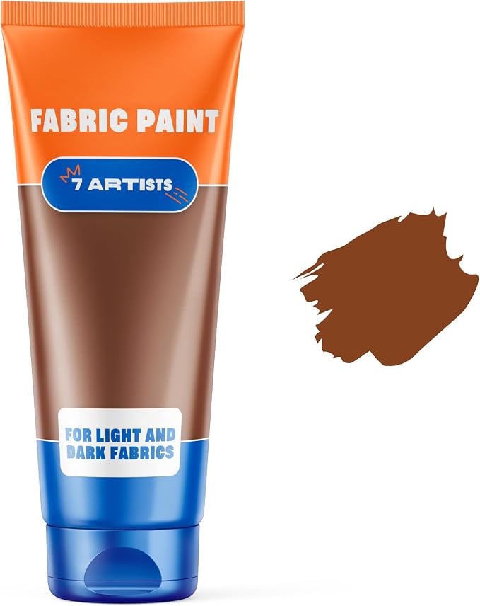 Brown Fabric Paint 2 fl. oz Tube – Permanent Fabric Paint Brown by 7+Artists
