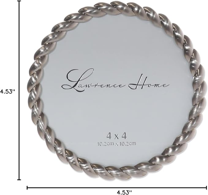 Lawrence Frames Metal Frame, Rope Design, Brushed Nickel, 4x4 Round - Image 5