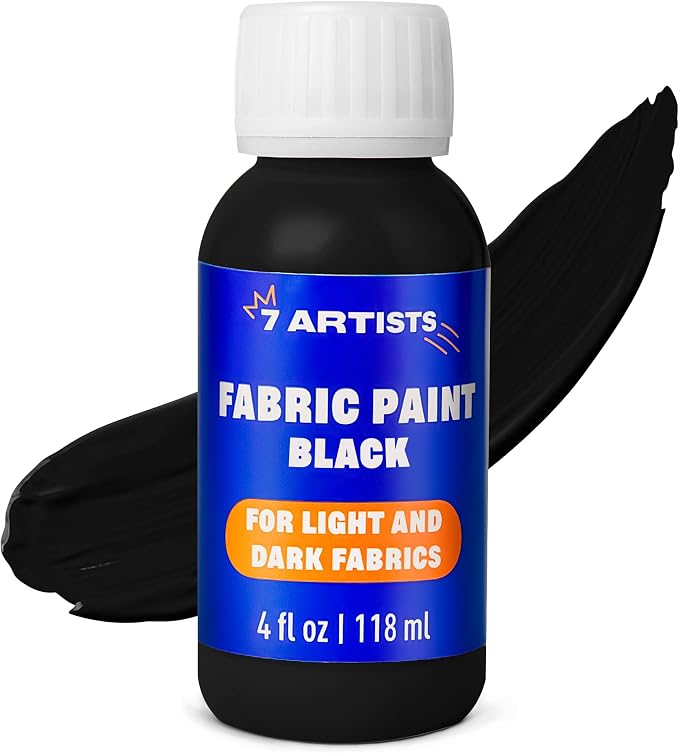 Black Fabric Paint 4 fl. oz – Permanent Fabric Paint Black by 7+Artists